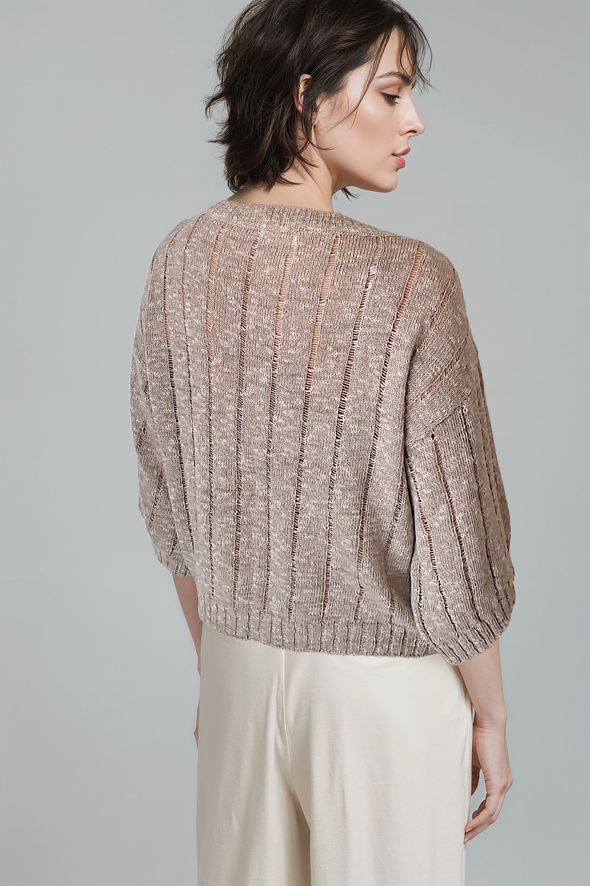 Maglia Soffio Noce in Cotone‑Cashmere